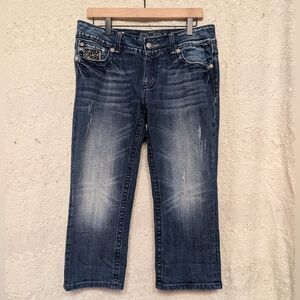 Miss Me Women's Blue Denim Capri Jeans Size 31 Y2K